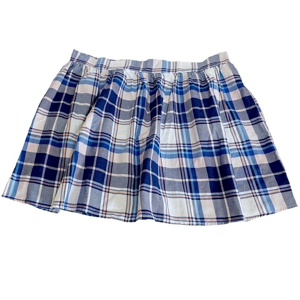 WET SEAL Mini Skirt Plus Size 3X Blue Plaid Schoolgirl Y2K